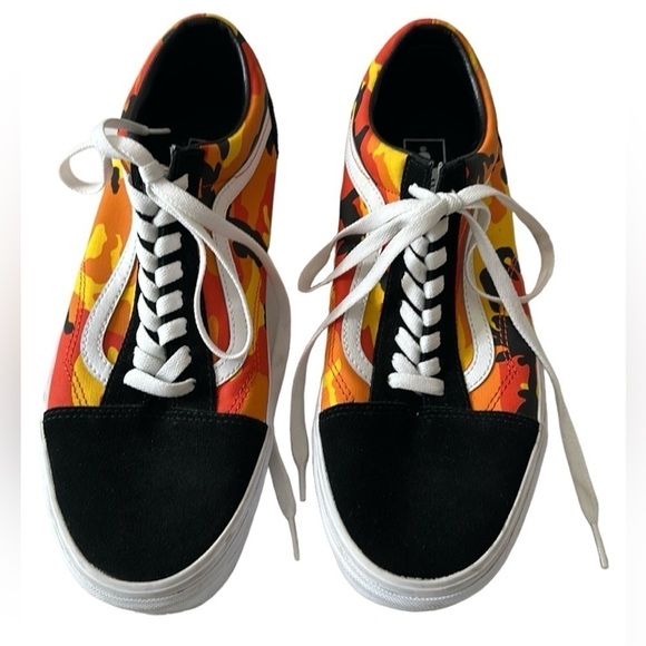 Vans Other - Vans Old Skool Camo Shoes Sneakers Orange Yellow Size 12